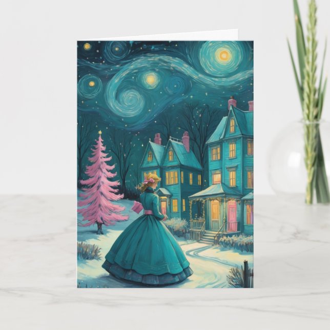 Carte Conception personnalisée de Noël étoilé (Devant)