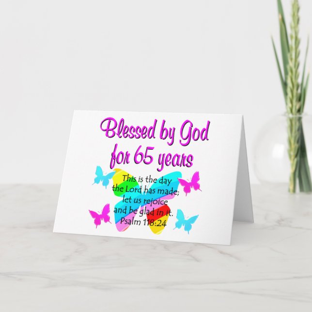 CARTE CONCEPTION RELIGIEUSE DU 65E ANNIVERSAIRE (Devant)