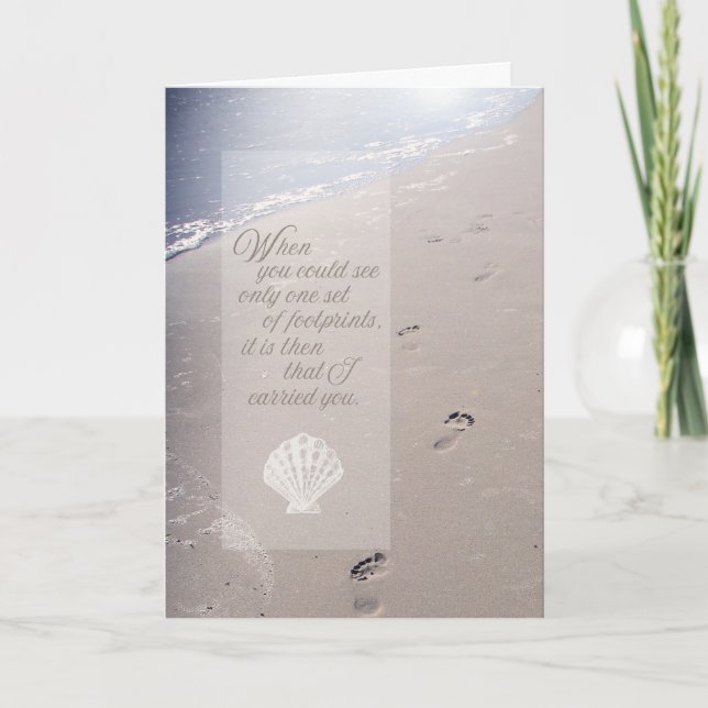 Carte Condoléances | Empreintes de plage | Coquille Sain (Devant)
