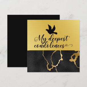 Carte Condoléances thème noir et or 