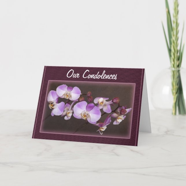 Carte Condoléances Violet White Orchid photo de fond (Devant)