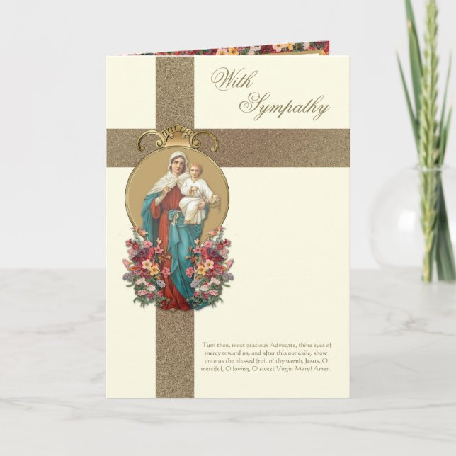 Carte Condolence de la Sympathie Catholique Marie Jésus (Devant)