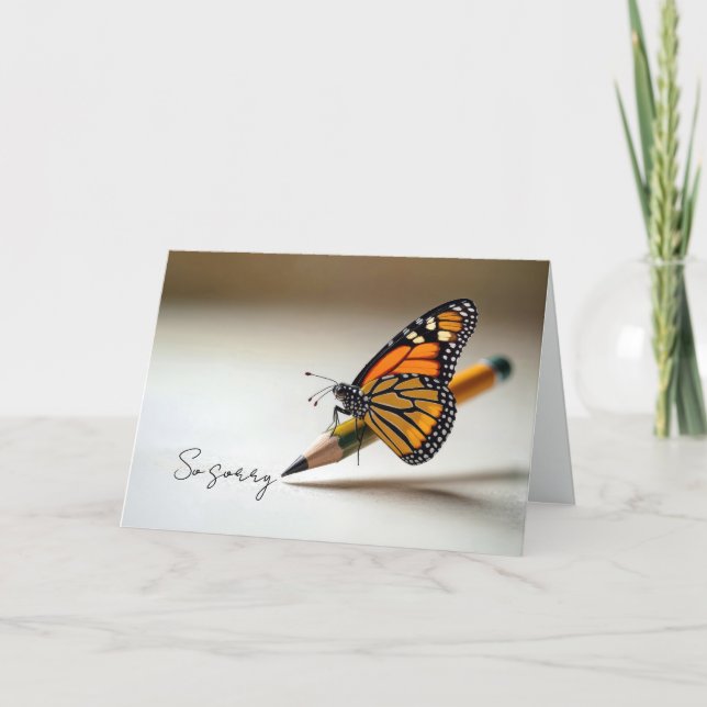 Carte Condolence Monarch Butterfly On a Pencil (Devant)