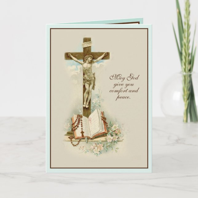 Carte Condolence religieuse catholique Condolence Crucif (Devant)