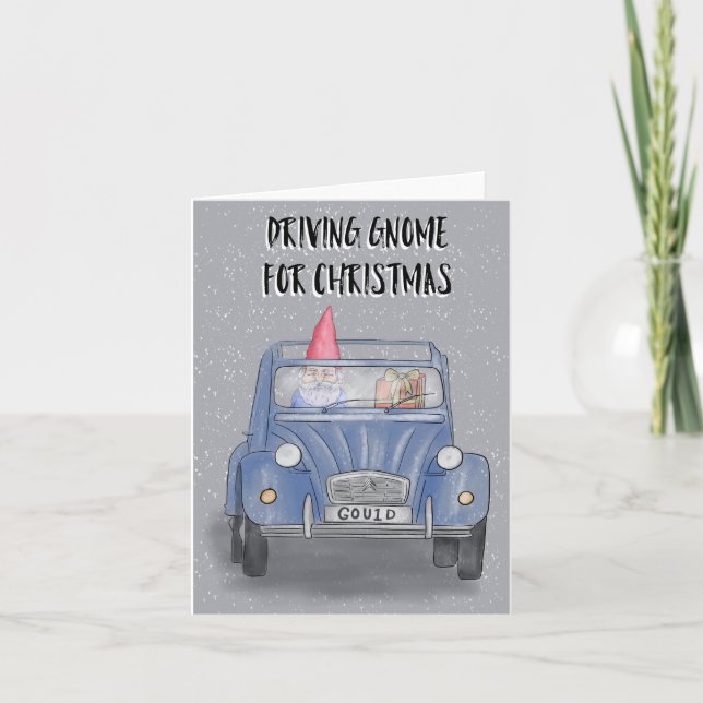 Carte Conduire Gnome pour Noël (Devant)