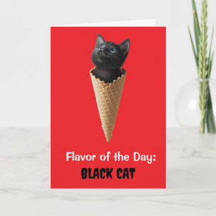Carte Cône de chat noir mignon de salutation