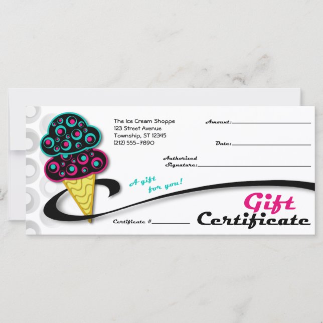 Carte Cone de crème glacée rétro - Certificats cadeaux (Devant)