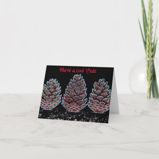 Carte Cônes de pin funky Yule (Devant)