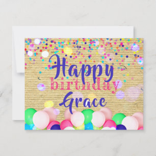 Carte Confetti Coloré Et Ballons Joyeux Anniversaire
