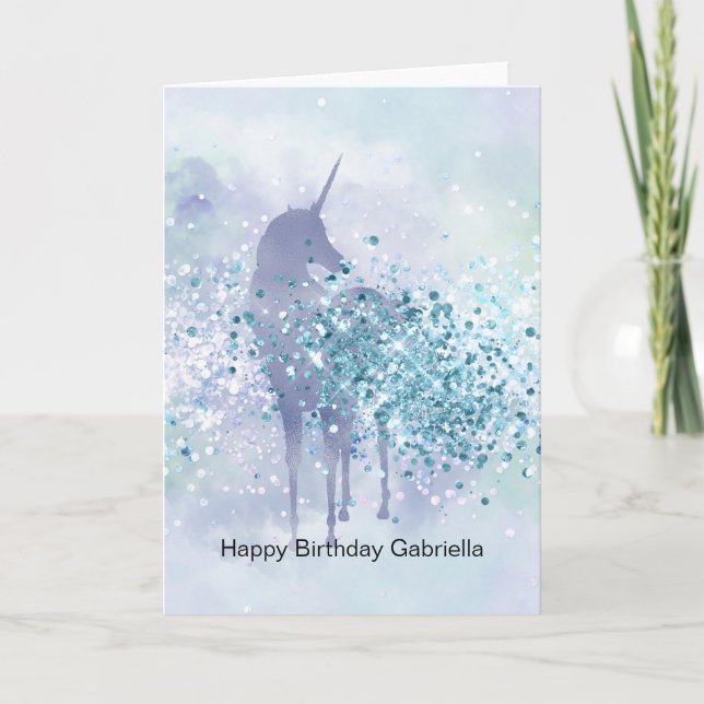 Carte Confetti de civelle de l'aqua à licorne violette (Devant)