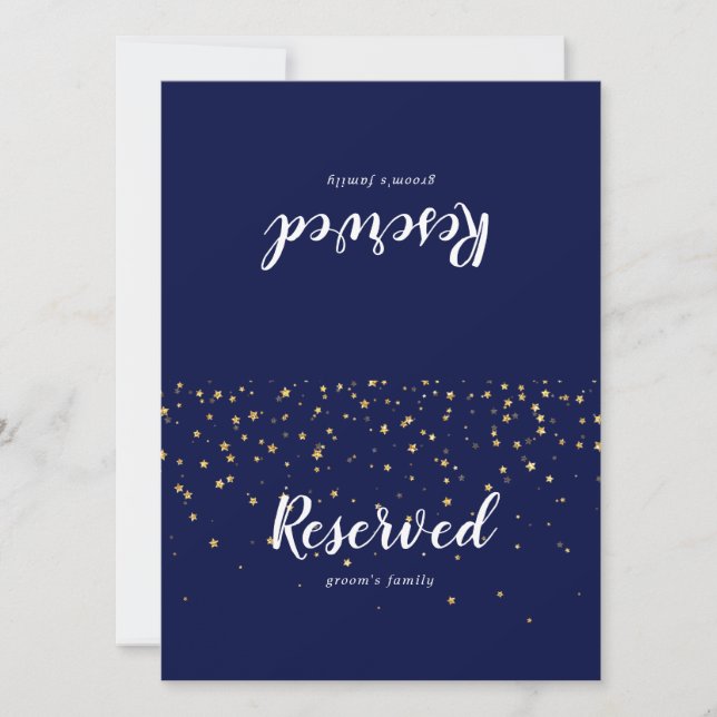 Carte Confetti d'or | Panneau réservé Mariage de marine (Devant)