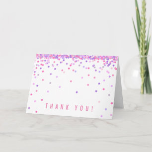 Carte Confetti Merci rose violet   Cute et simple