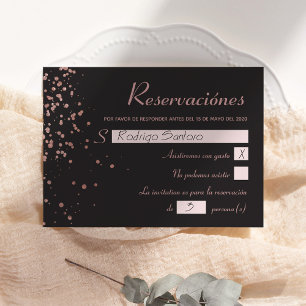 Carte Confetti Quinceanera Espagnol Reservaciónes