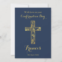 Confirmation de croix bleu or garçons