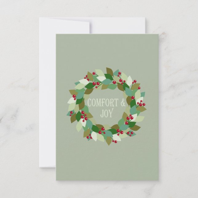 Carte Confort et joie de la couronne de Noël (Devant)