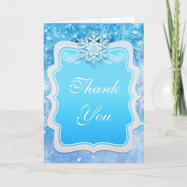 Carte congelée de pli de Merci de flocons de neige (Devant)