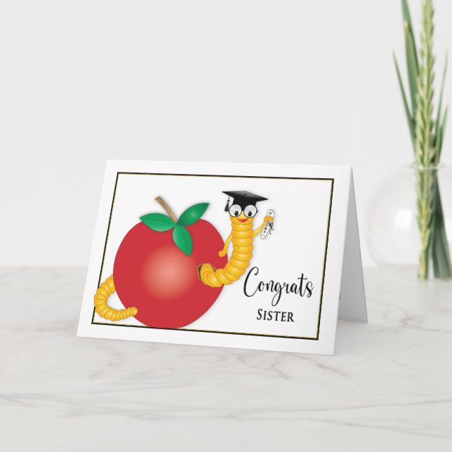 Carte Congrats Graduate Sister Bookworm Diploma (Devant)