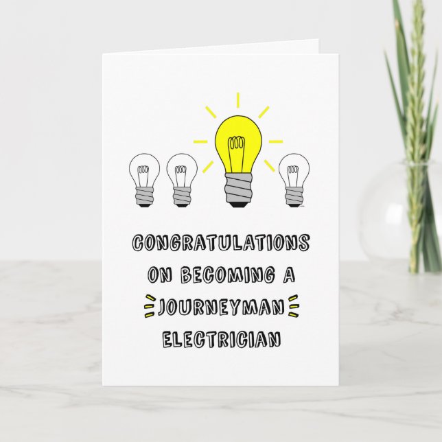 Carte Congrats sur devenir un électricien de compagnon (Devant)