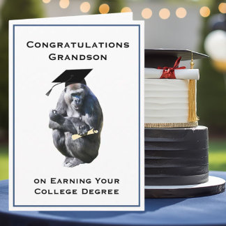 Carte Congratulations Grandson  Degree Funny Gorilla