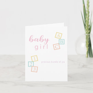 Carte Congratulations New Baby Shower Card Baby Girl