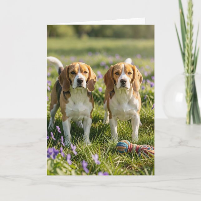 Carte Congratulations on Two New Dogs! Welcome Beagles (Devant)