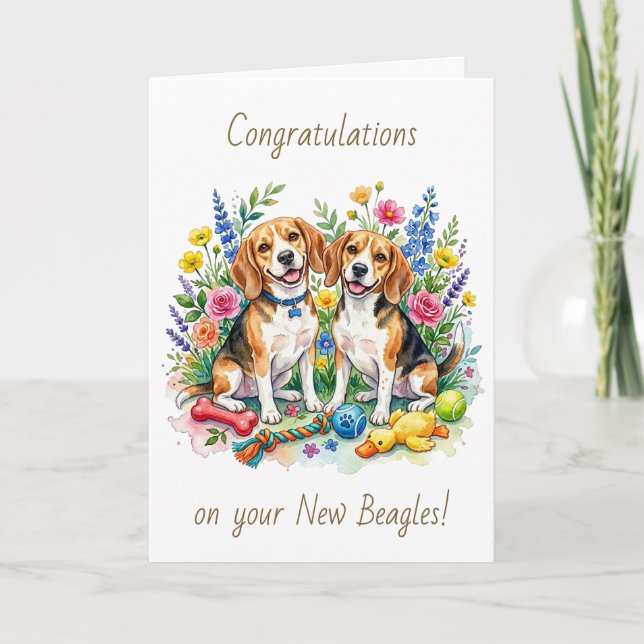 Carte Congratulations on your New Beagles | Two Dogs (Devant)