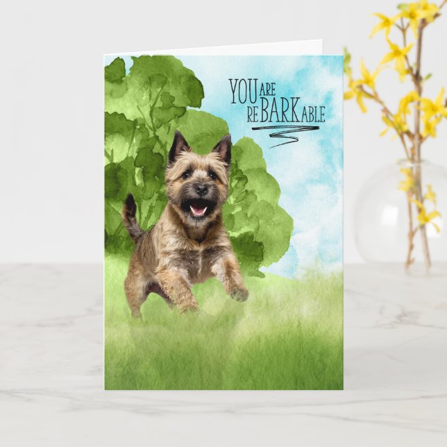 Carte Congratulations reBARKable Cairn Terrier Dog (Fleur jaune)