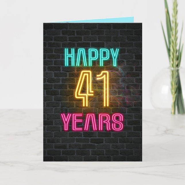 Carte Connexion néon en brique pour 41e anniversaire (Devant)