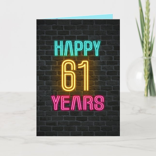 Carte Connexion néon en brique pour 61e anniversaire (Devant)