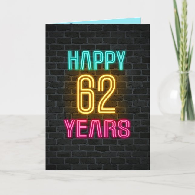 Carte Connexion néon en brique pour 62e anniversaire (Devant)