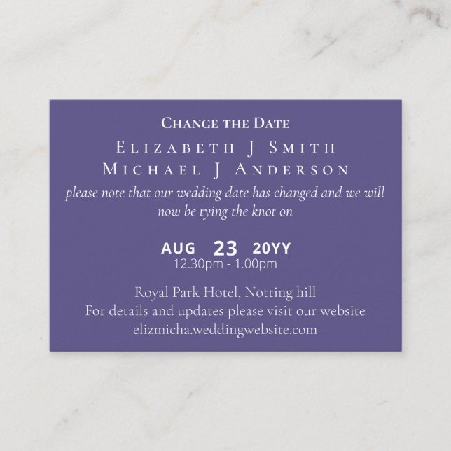 Carte Conseil 100 x Changement de date Remise à plus tard inclua (Devant)