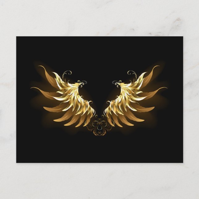 Carte Conseil Ailes d'Ange d'or sur arrière - plan noir (Devant)