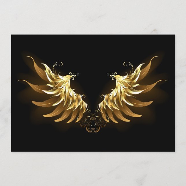 Carte Conseil Ailes d'Ange d'or sur arrière - plan noir (Devant)