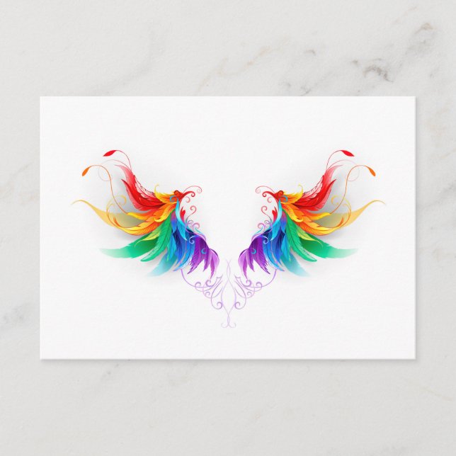 Carte Conseil Ailes fluffy arc-en-ciel (Devant)