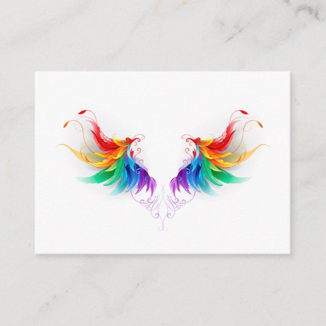 Carte Conseil Ailes fluffy arc-en-ciel (Devant)