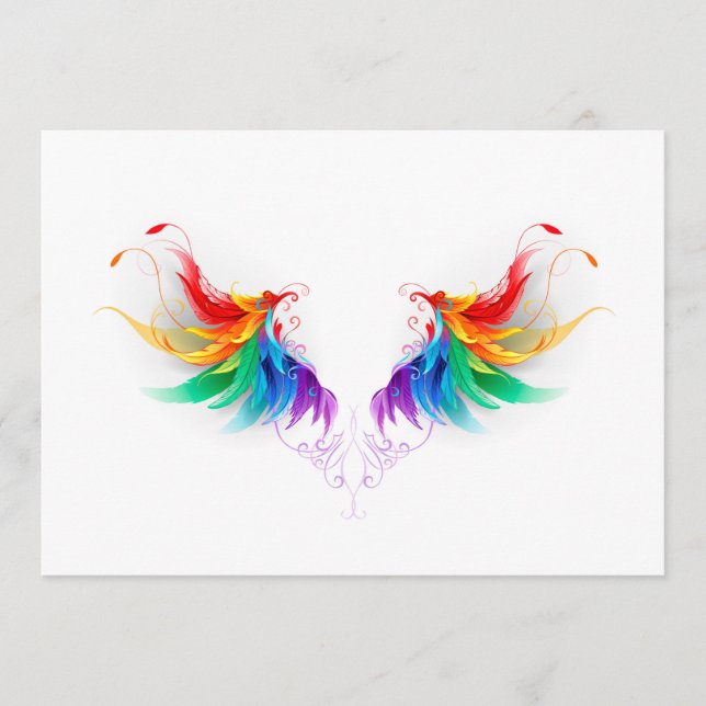 Carte Conseil Ailes fluffy arc-en-ciel (Devant)