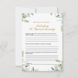 Carte Conseil Anniversaire moderne 50e mariage jeu de mariage Ca