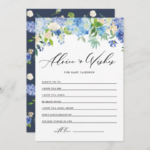 Carte Conseil Aquarelle Bleu Hydrangée Puits pour bébé