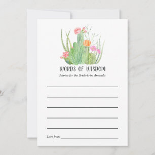 Carte Conseil Aquarelle Cactus Fête des mariées Mots de sagesse