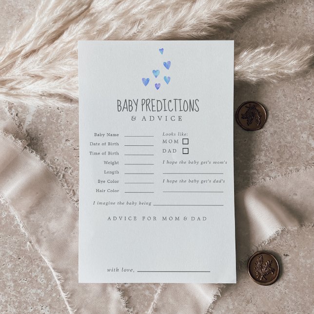 Carte Conseil Aquarelle Coeurs Garçon Baby Prédictions & (Créateur téléchargé)