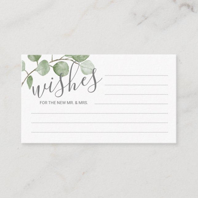 Carte Conseil Aquarelle Eucalyptus Mariage Conseils et souhaits (Devant)