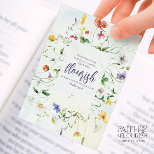 Carte Conseil Aquarelle Fleur sauvage Signet Écriture biblique