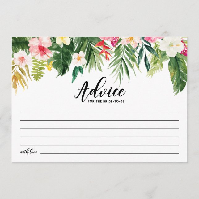 Carte Conseil Aquarelle Fleurs tropicales Fête des mariées Marié (Devant)