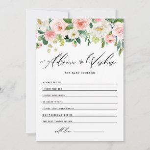 Carte Conseil Aquarelle Peach Florals Voeux pour bébé