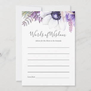Carte Conseil Aquarelle violet poussiéreuse Baby shower floral C