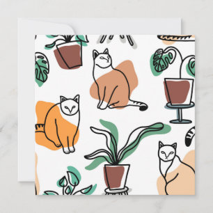 Carte Conseil Art de trait dessin chats et fleurs