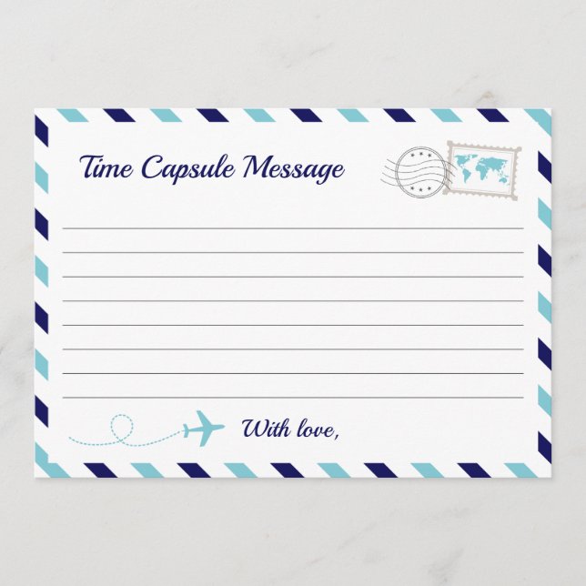 Carte Conseil Avion Temps Capsule Baby Boy Shoy 1er anniversaire (Devant)