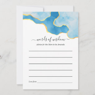 Carte Conseil Baby Blue et Gold Agate Baby shower garçon Jeu