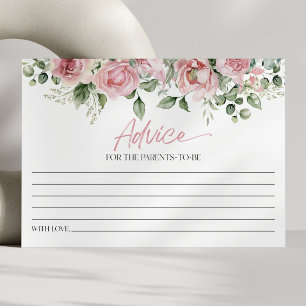 Carte Conseil Baby shower à fleurs rose rose
