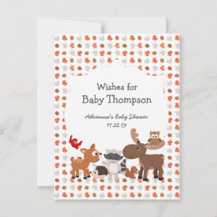 Carte Conseil Baby shower animal de bois, voeux pour bébé